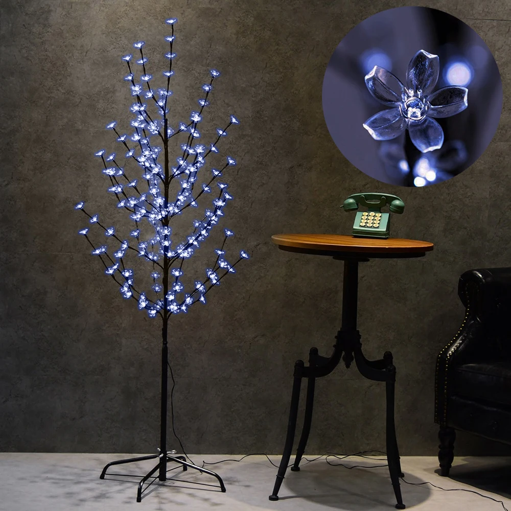 

150cm height Artificial LED Cherry Blossom Christmas Tree Xmas Party Garden Wedding Holiday Outdoor Decoration Blue Light