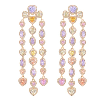 

Fashion Fashion Colorful Rhinestones Pendant Tassel Earrings Korea bohemian AAA Cubic Zirconia Earrings Luxury Party Jewelry