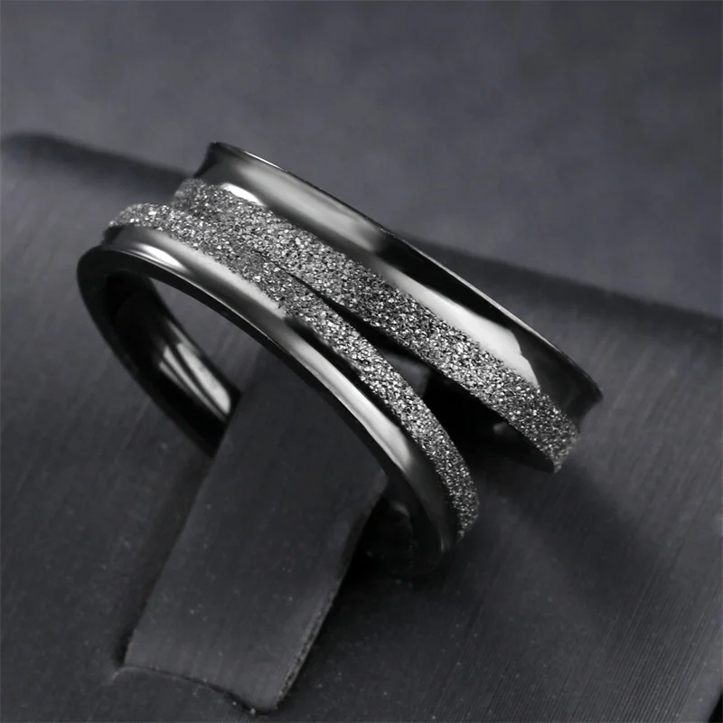 AZIZ BEKKAOUI Black Couple Rings Cool Engrave Name Matte Rings For Women Men Stainless Steel Classic Engagement Wedding Bands