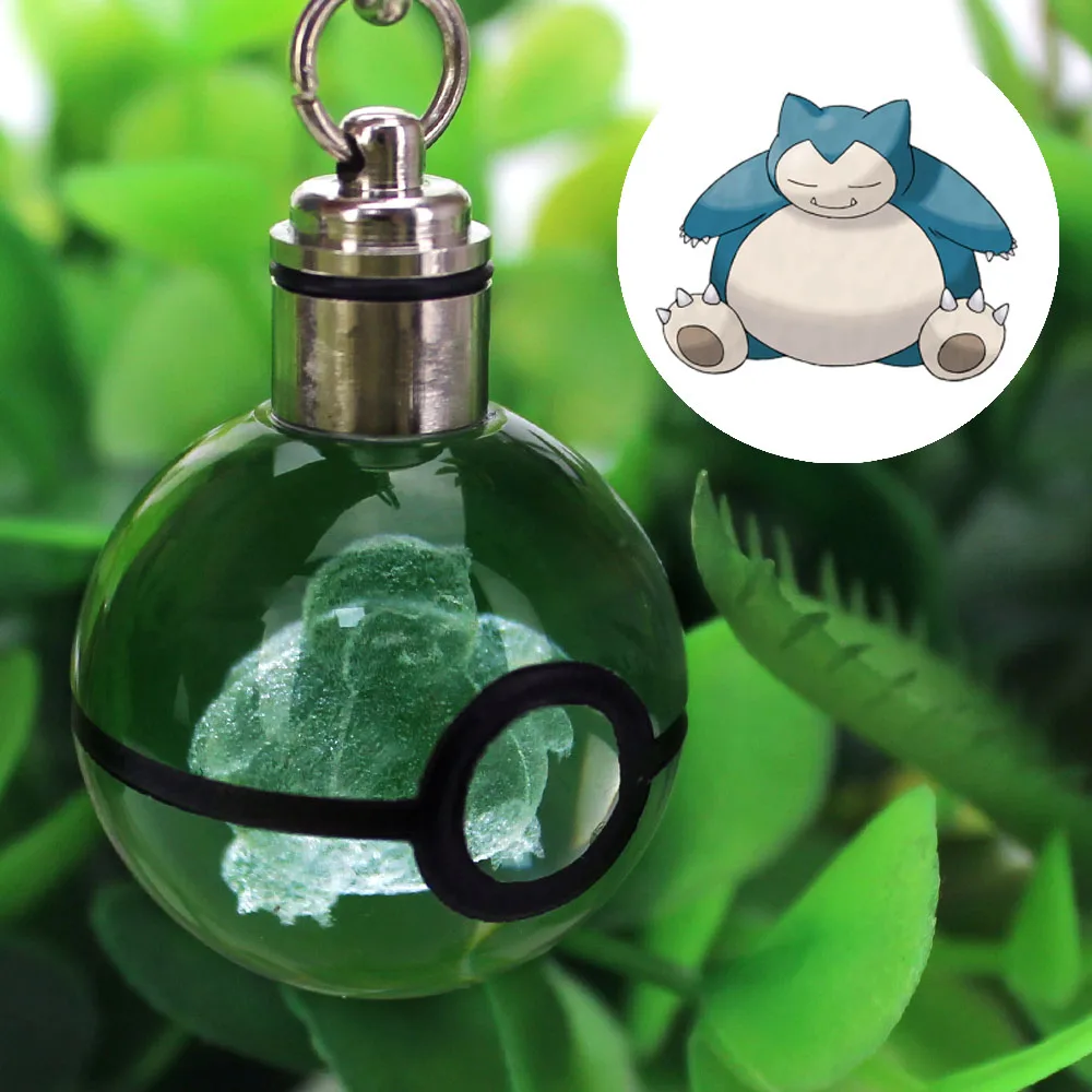 Лидер продаж Bulbasaur Snorlax Venusaur 3D стекло с гравировкой шар лампа Покемон го светодиодный брелок красочный кулон детский подарок - Испускаемый цвет: Snorlax