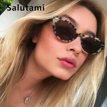 Женские солнцезащитные очки "кошачий глаз" с леопардовым принтом, Ретро стиль, маленькая круглая оправа, заклепки, сексуальные солнцезащитные очки, Брендовые очки Oculos