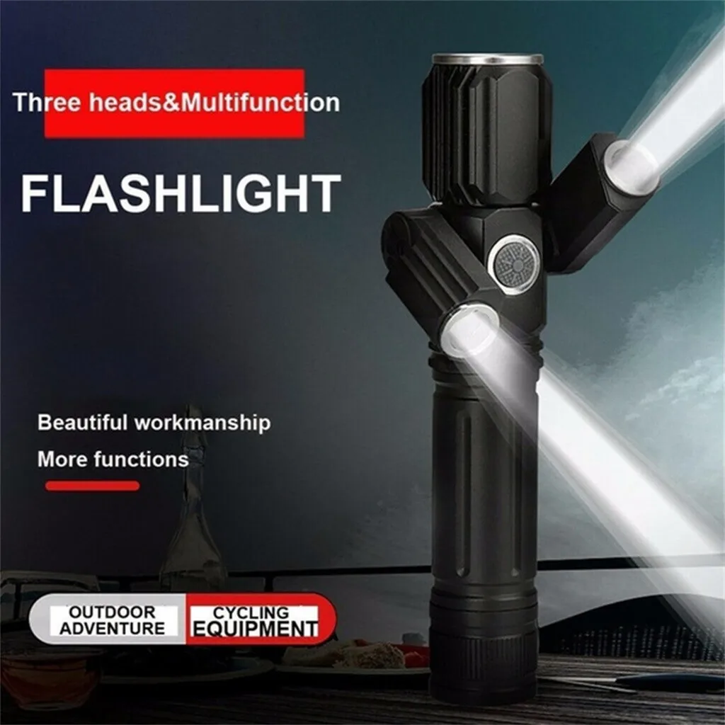 Automatic induction T6 L2LED Aluminum Alloy Multifunction Three Lamp Head Aircraft Shape Flashlight motion sensing#P5