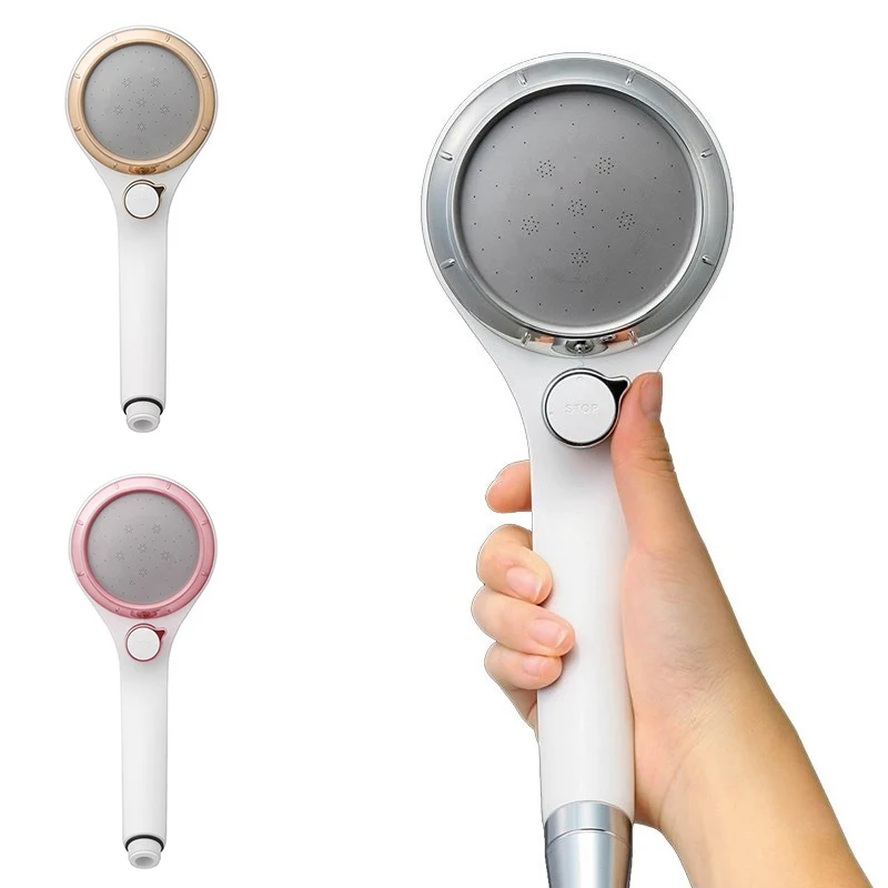 

High Pressure Water Saving Shower Head Pressurized Hand Showerone Button Switch Spray Nozzle _WK