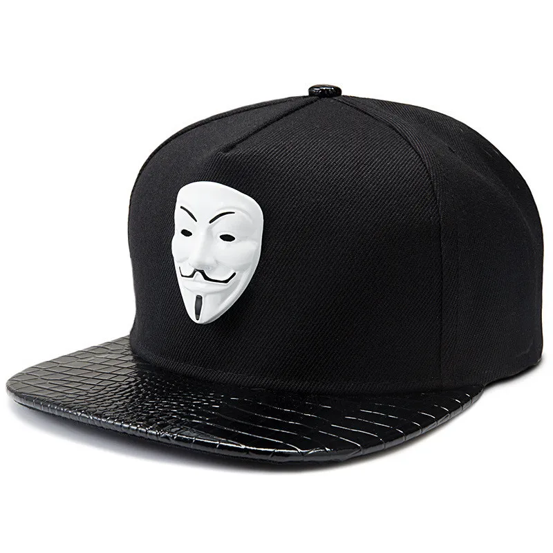 Панк Хип Хоп Snapback шапки V для Vendetta бейсбольные кепки Черные Шляпы прямые полями улица Bboy Рэппер танцор MC DJ Skate Gorras