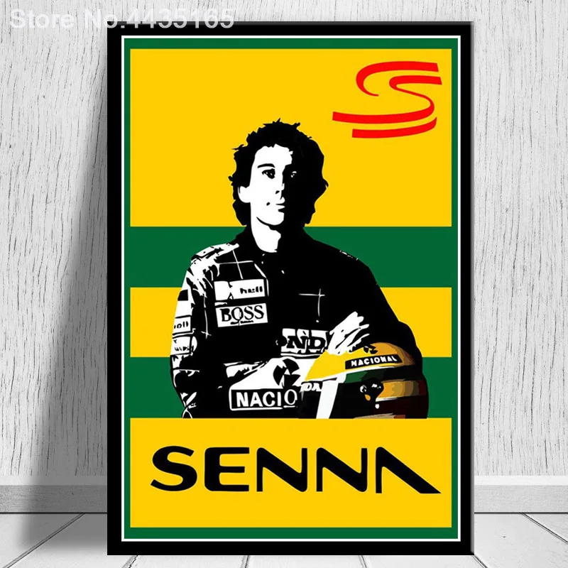 Постеры и принты Ayrton Senna Da Silva F1 гонщик Чемпион художественный плакат Настенная картина холст живопись для гостиной домашний декор - Цвет: Зеленый