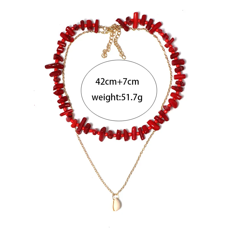 ZA, ожерелье с подвеской в виде ракушки, женские винтажные богемные цепочки ручной работы, колье с красным камнем, вечерние ювелирные изделия