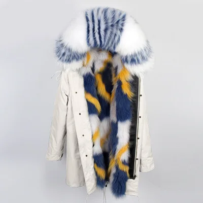 OFTBUY, водонепроницаемая длинная парка, зимняя куртка для женщин, пальто из натурального меха енота, меховой воротник, подкладка из лисьего меха, одежда в Корейском стиле - Цвет: 5