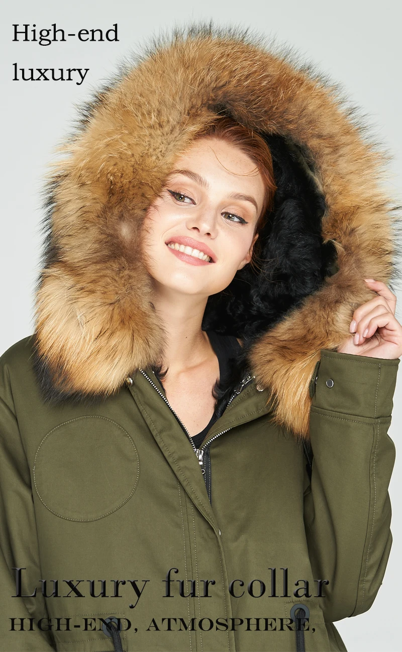 Новая мода, зимняя женская куртка на 90% белом утином пуху, удлиненное пуховое пальто, большая парка с капюшоном из натурального меха енота