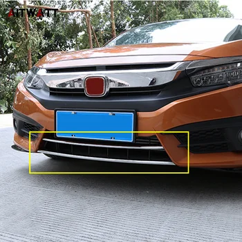 

Front Lower Bumper Lip Grill Cover For Honda Civic 2016 2017 ABS Chrome Car Accessories Insert Protector Molding Trims 2Pcs