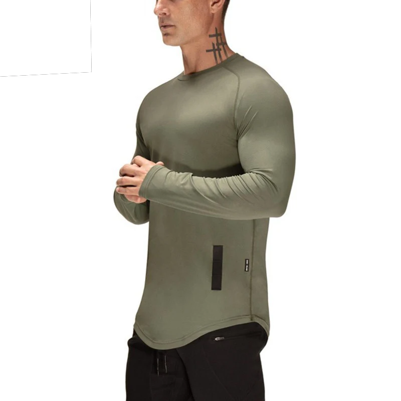 

Sport Men Quick Dry Running T-shirts Long Sleeved Training Compression Workout Sport T shirts Boys Breathable Fitness Gym Shirt