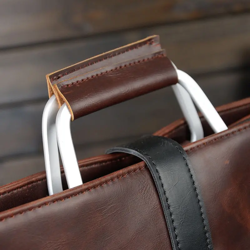 

HCH-Men Leather Briefcase Business Laptop Bag Attache Messenger Portfolio Bags Brown