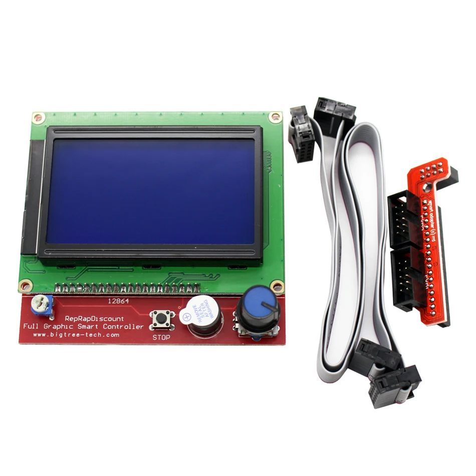 Контроллер lcd 12864(1 шт.)+ плата переключателя(1 шт.)+ кабель(2 шт.) 30 см(2 шт.), панель управления ЖК-дисплеем, дисплей управления 3d-принтером