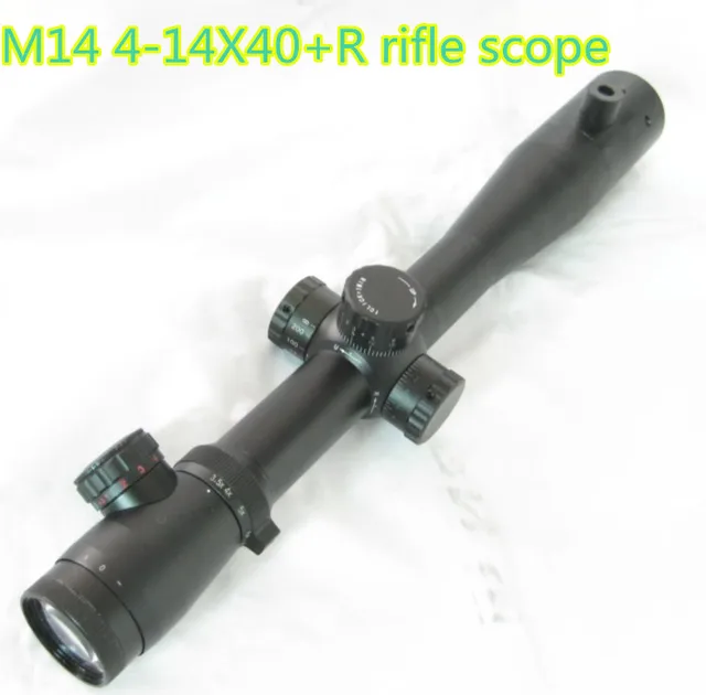 Cheap High quality M14 4-14X40+R rifle scope red green Mil-Dot Reticle with front inside red laser attached and locking mechanism