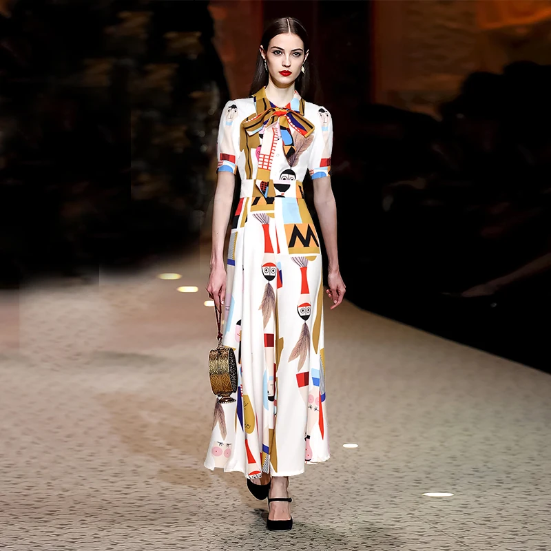 

2019 Summer Fashion Bow Tie Cute Cartoon Jumpsuit Graffiti Overall Printing Wide Leg Pants Trousers Rompers Overall For Women