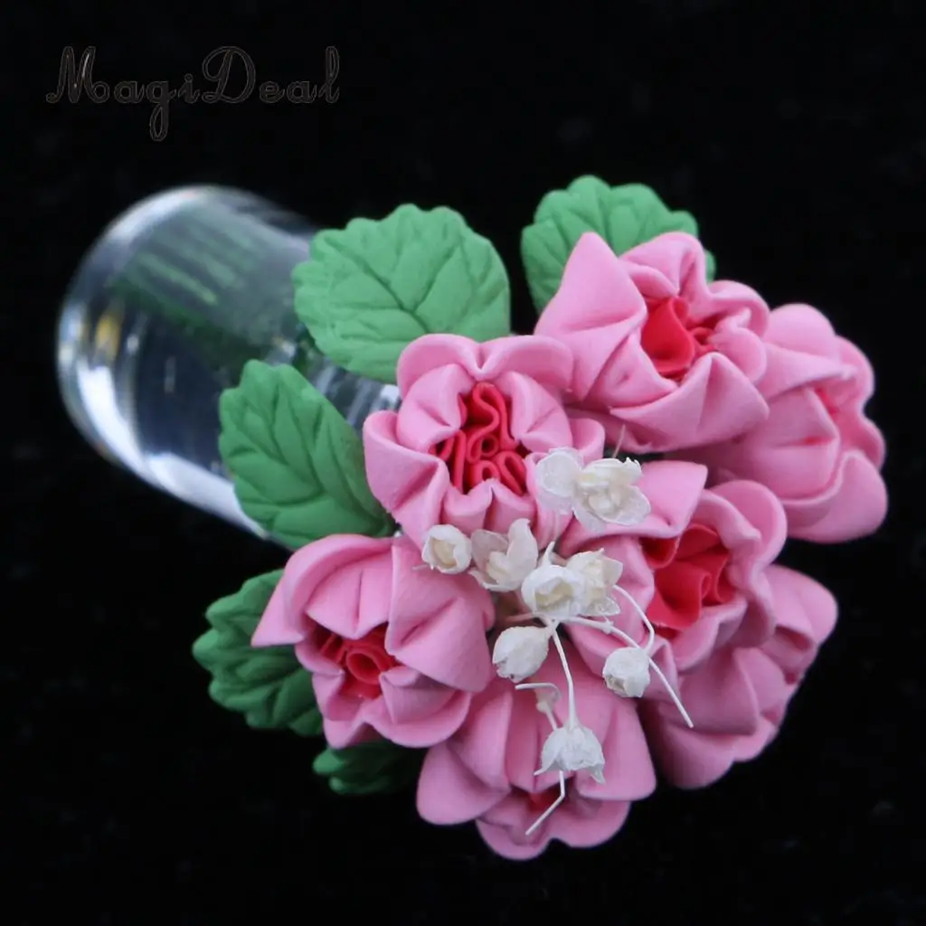 MagiDeal 1Pc 1:12 Scale Plastic Dollhouse Miniature Flower in Vase Fairy Garden Acce for House Living Room Office Desk Decor