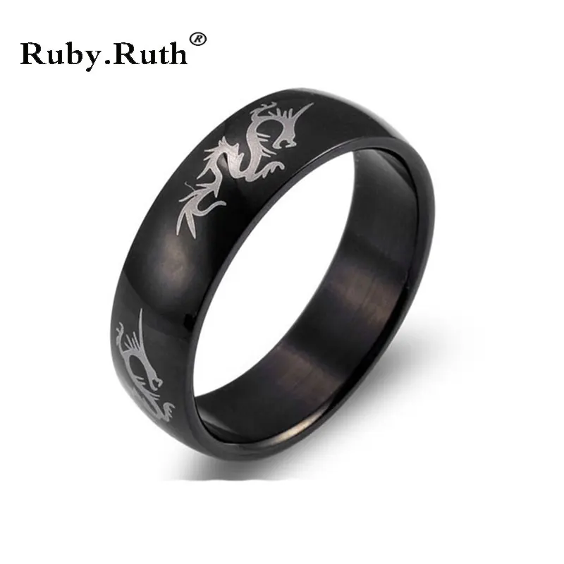 Men Black Rings Stainless Steel Dragon Pattern Rings for Men wholesale