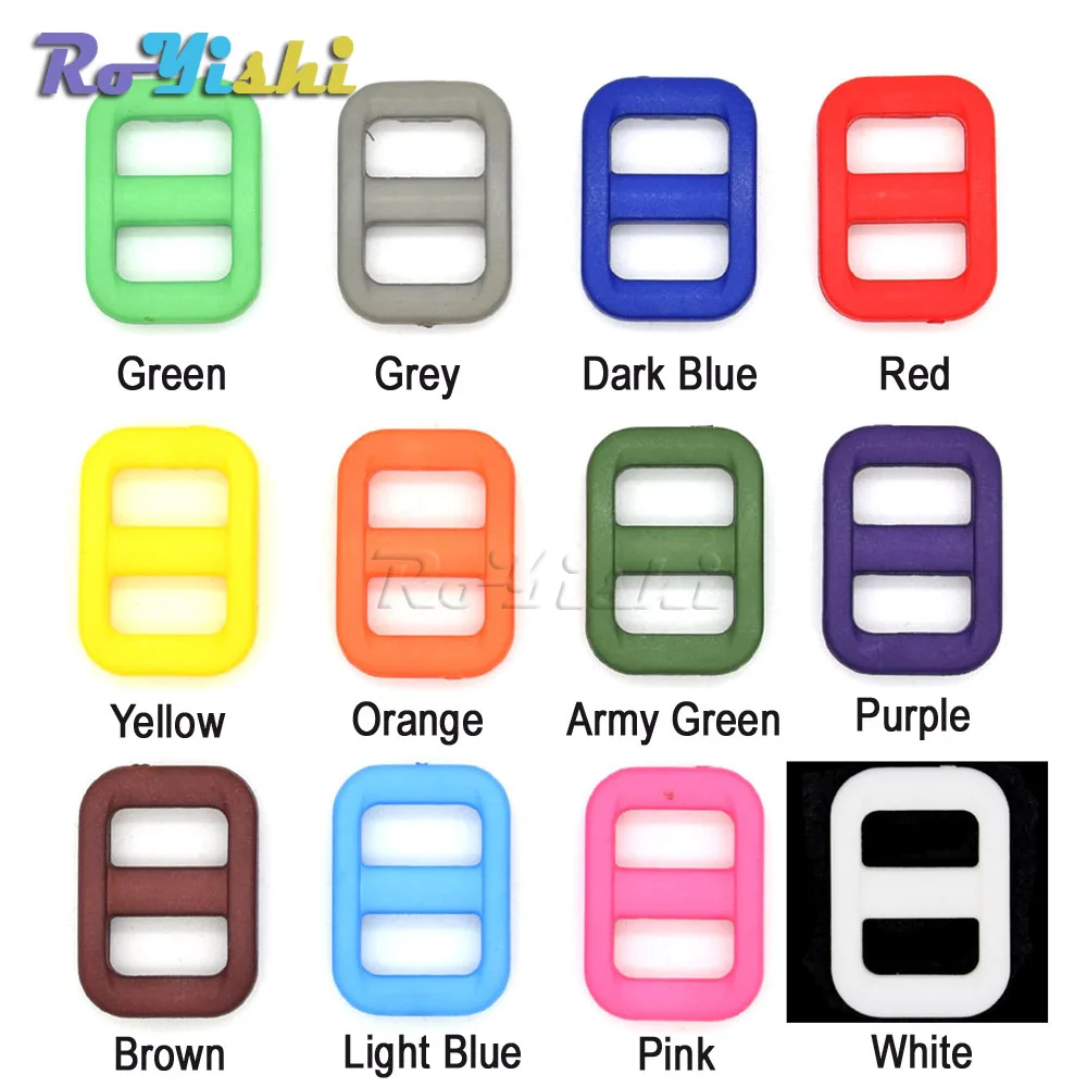 

12pcs/pack 3/8" Colorful Plastic Slider Tri-Glide Adjust Buckles Backpack Straps Webbing 10.5mm