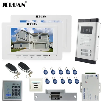 

JERUAN Apartment 2 Doorbell Intercom 7`` TFT Video Door Phone Intercom System kit 2 Monitor 1 HD Camera RFID Access Controller