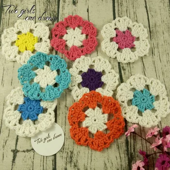 

30pcs/lot Clothes Accessories Handmade Crochet Table Doily 10cm Colorful flower Placemat Vintage Look Coaster Pad Wedding Decor