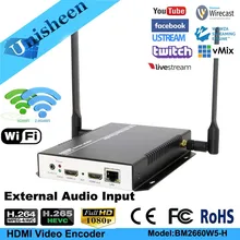 Unisheen H.265 H.264 IPTV видео кодировщик HDMI в youtube facebook wowza ip rtmp прямая трансляция obs vmix wiracast