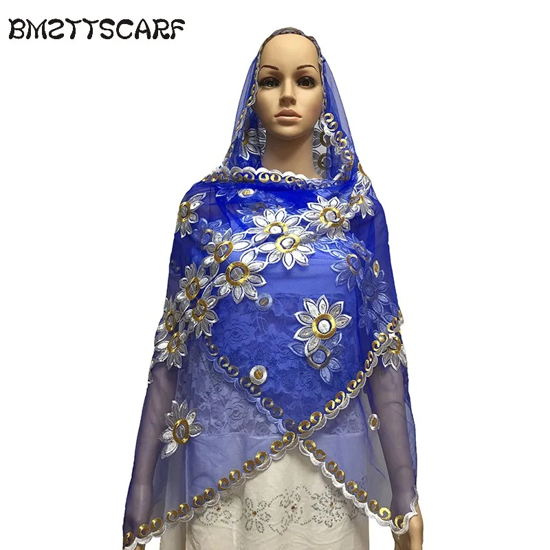 Африканские шарфы Малый размеры шарф из тюли 2,1*0,5 м с Стразы платок для шали BM638 - Цвет: Color 14