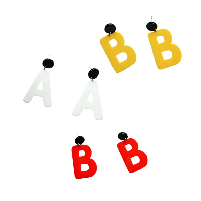 

Candy-colored Alphabetical Ear Nails with Exaggerated Personality and Large Ear Nails New Fashionable Ear Nail Jewelry AB