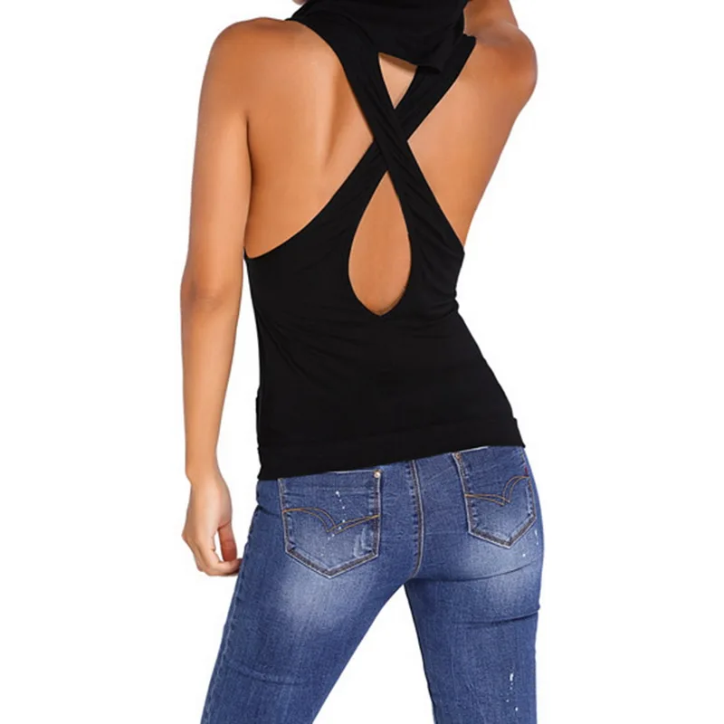 Laamei Sexy Backless Tank Tops Women Fitness Push Up Tank Tops Female