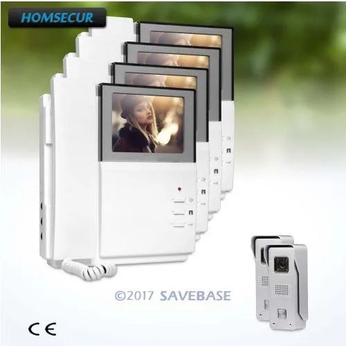 

HOMSECUR 4.3inch Color Hand-Free Video Door Entry Security Intercom with Real-time Outdoor Monitoring for Apartment 2V4