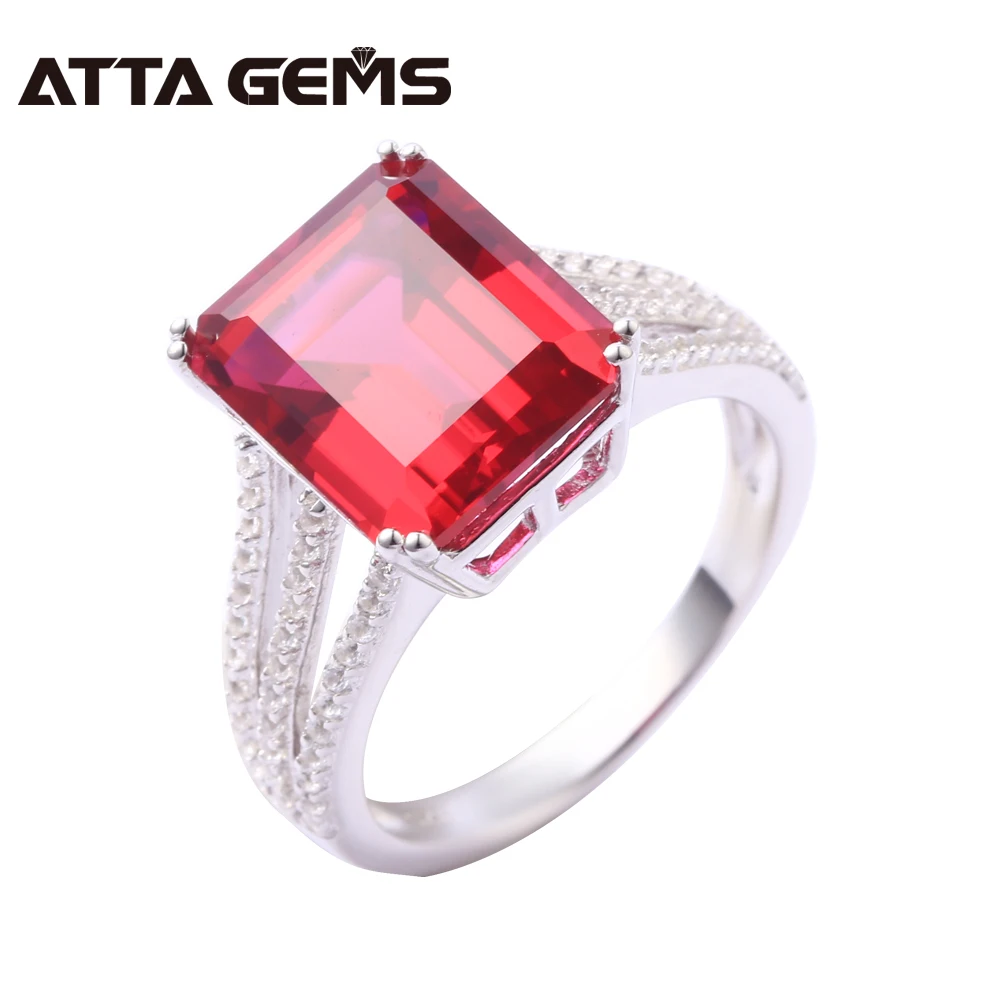 

Ruby Sterling Silver Rings for Women Wedding Engagement Silver Band 7.6 Carats Created Ruby Classic Style Jewelry Top Quality