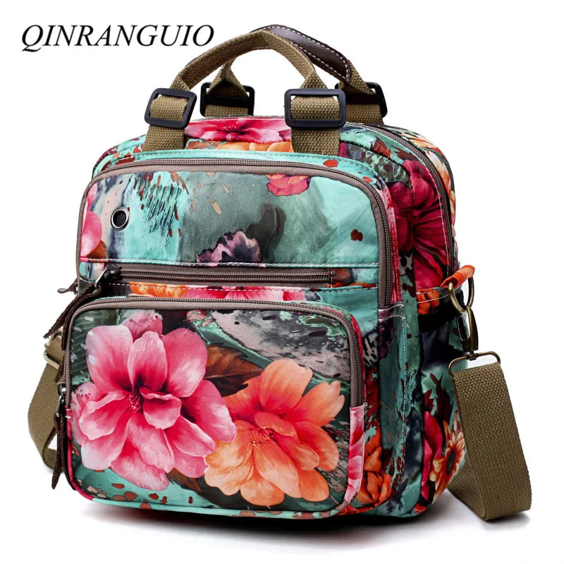 

QINRANGUIO Women Backpack Printing Floral Oxford Backpack Women High Quality Travel Backpack Chinese Style Mochila Feminina