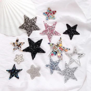 

Decoration Rhinestone Star Stickers Crystal Applique Badge For Heat Transfer Clothing Shoe Bag Sticker DIY Jean Garment Patches
