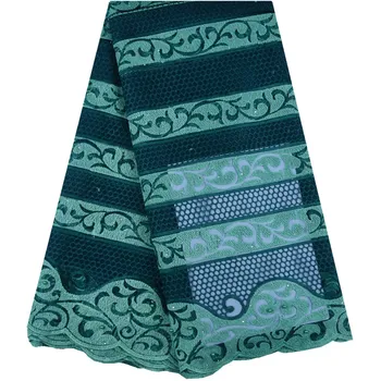 

Teal Green Nigerian Embroidery Net Lace Wholesale Mesh Tulle Lace Fabric With Stones Hot Sale French African Lace Fabric S1607