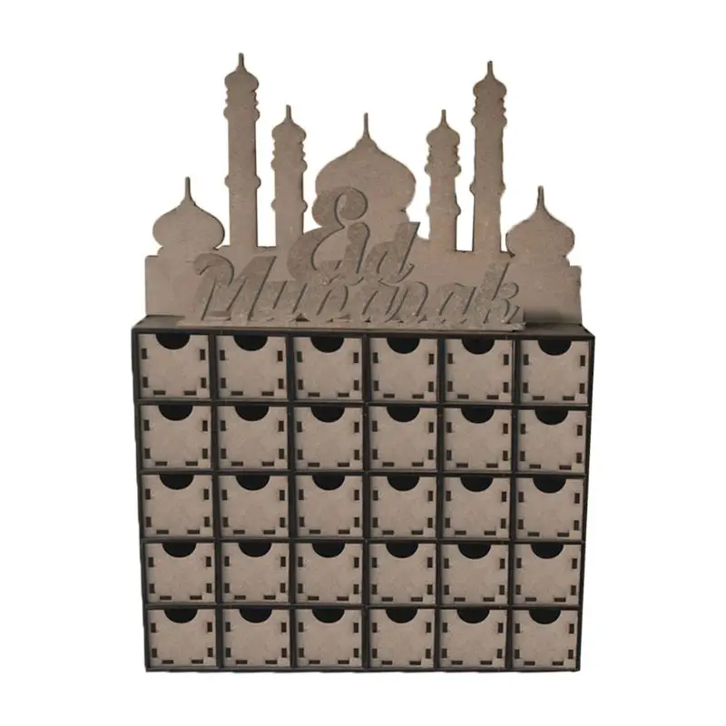 

Wooden MDF Eid Mubarak Advent Calendar Muslim Islamic Decorations Ornament Gift DIY