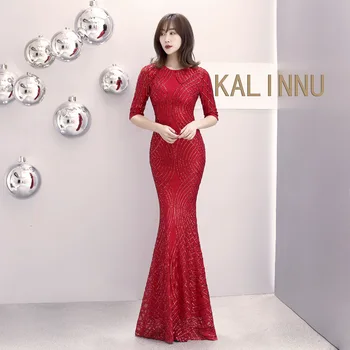 

NEW Red Female Chinese Style Wedding Dresses Sexy Mermaid Silm Cheongsam Elegant Bride Qipao Evening Party Vestido Size S-XL