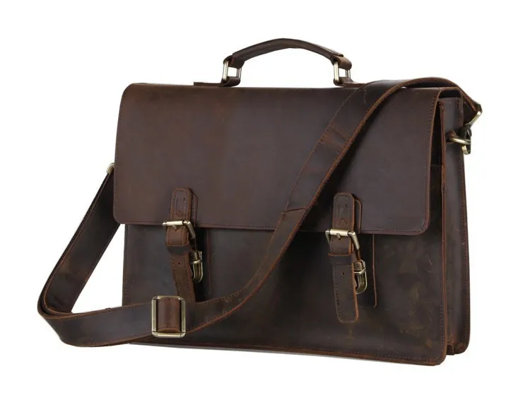 Nesitu высокое качество Винтаж Пояса из натуральной кожи Для мужчин Crazy Horse кожа Портфели сумка 14 ''ноутбук сумка портфель # m7223