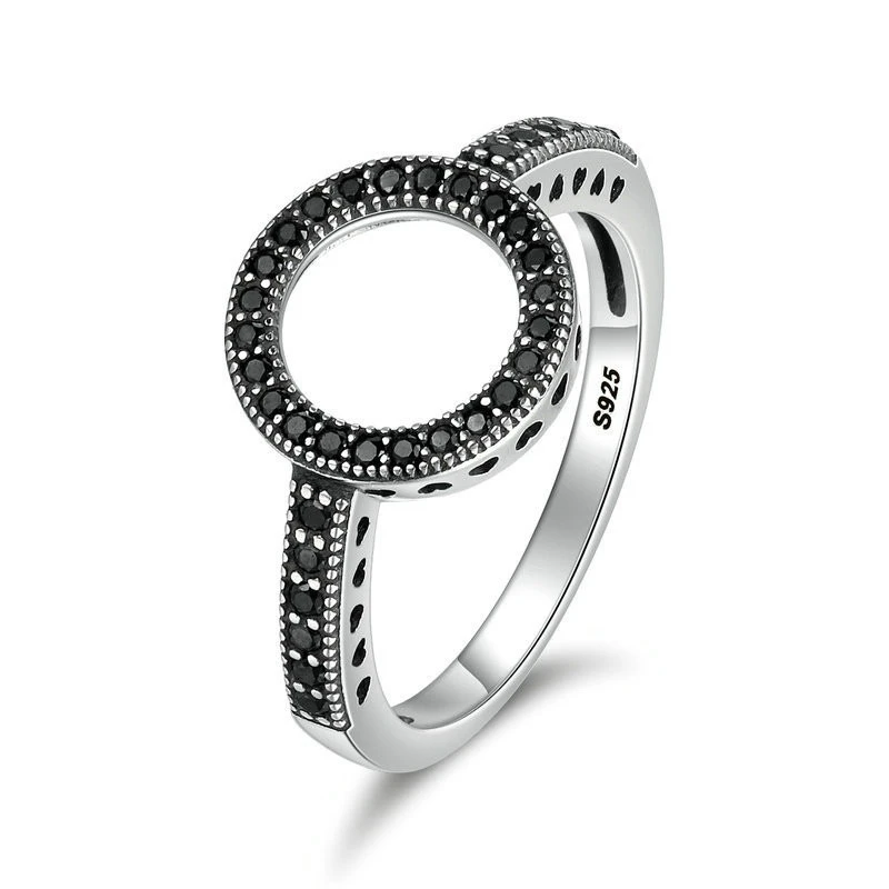 Shuangr серебристый цвет навсегда прозрачный черный круглый фианит круглые кольца на пальцы для женщин обручальное кольцо с кристаллами ювелирные изделия Рождественский подарок