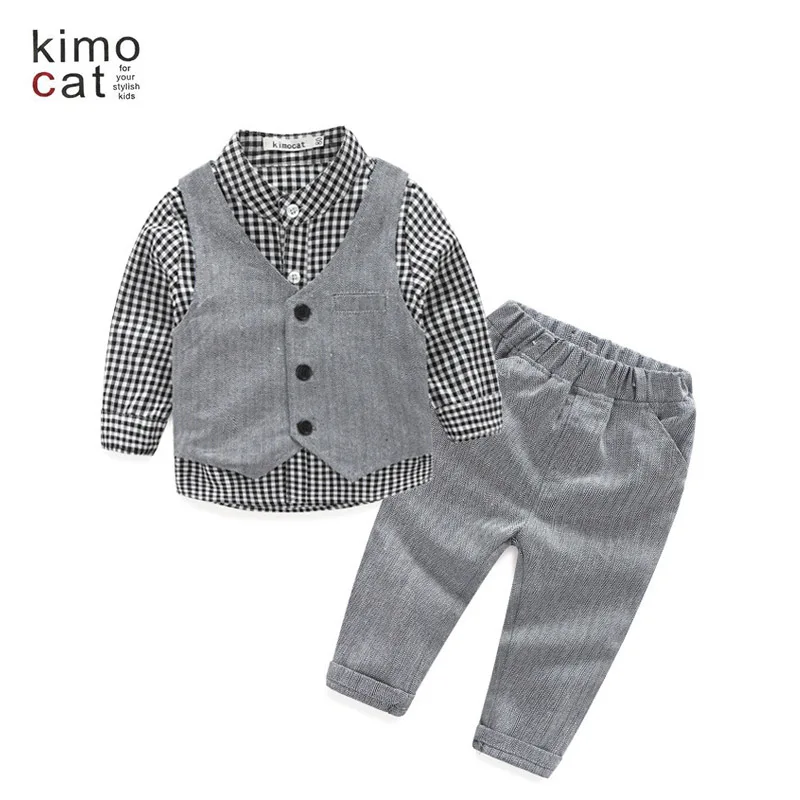 

Kimocat Newborn Infantil Baby Boy Spring Autumn Clothes Set Gentleman Party Wedding Birthday Children Clothes Set 3Pcs Kids