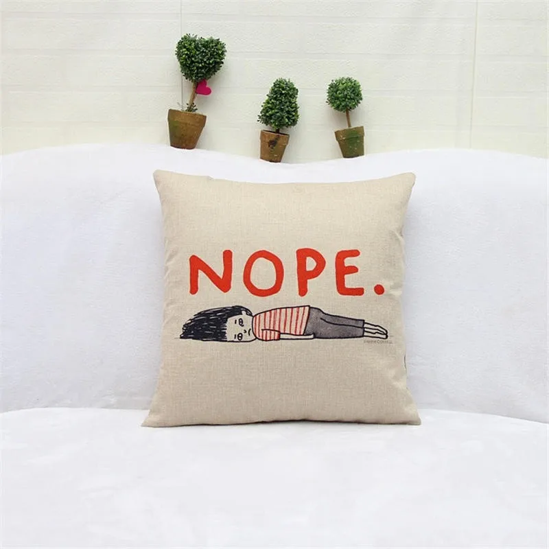 Cushion Cover Animal Pillow Case Dog Gay Nope Sharks Cotton Linen