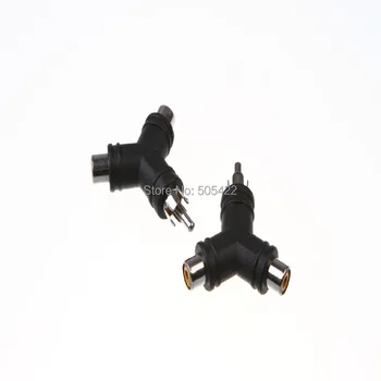 

New RCA Y Splitter Audio Video Plug Converter 1 Male to 2 Female Cable Adapter 100PCS/LOT