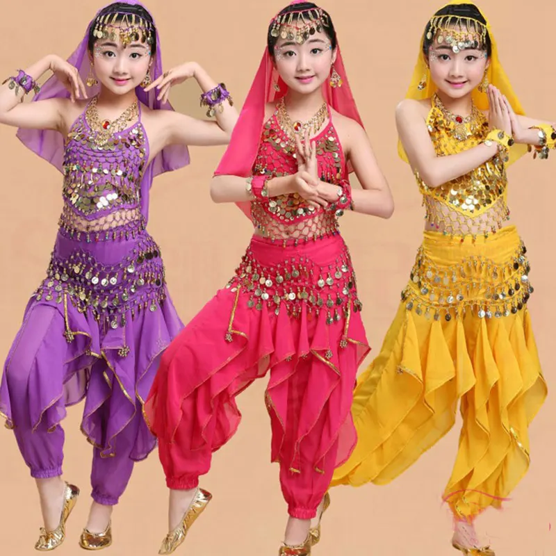 Ragazza Danza Del Ventre Costume Set Bambini Indiano Vestito Da Ballo Bambino Bollywood Costume Di Danza Costumi Per La Ragazza Di Usura Di Prestazione Di Ballo 6 Colori Danza Del Ventre Aliexpress