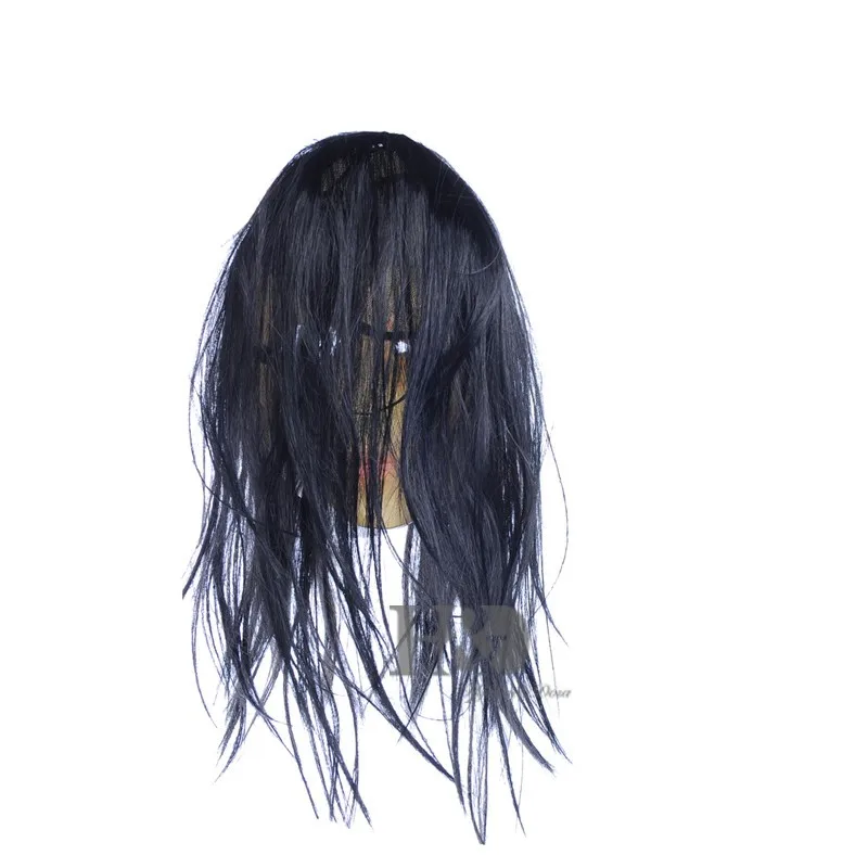 Latex Scary Long Black Hair Disfigured Full Mask Cosplay Ghost Adult Party Mask Halloween Props Masquerade Fancy Dress Costume  (4)