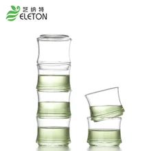 ELETON 4 шт./компл. 50 мл с двойными Стекло прозрачный небольшие чашки чая чайная чашка кунг фу Чайный Чай Аксессуары изоляции Стекло посуда для напитков