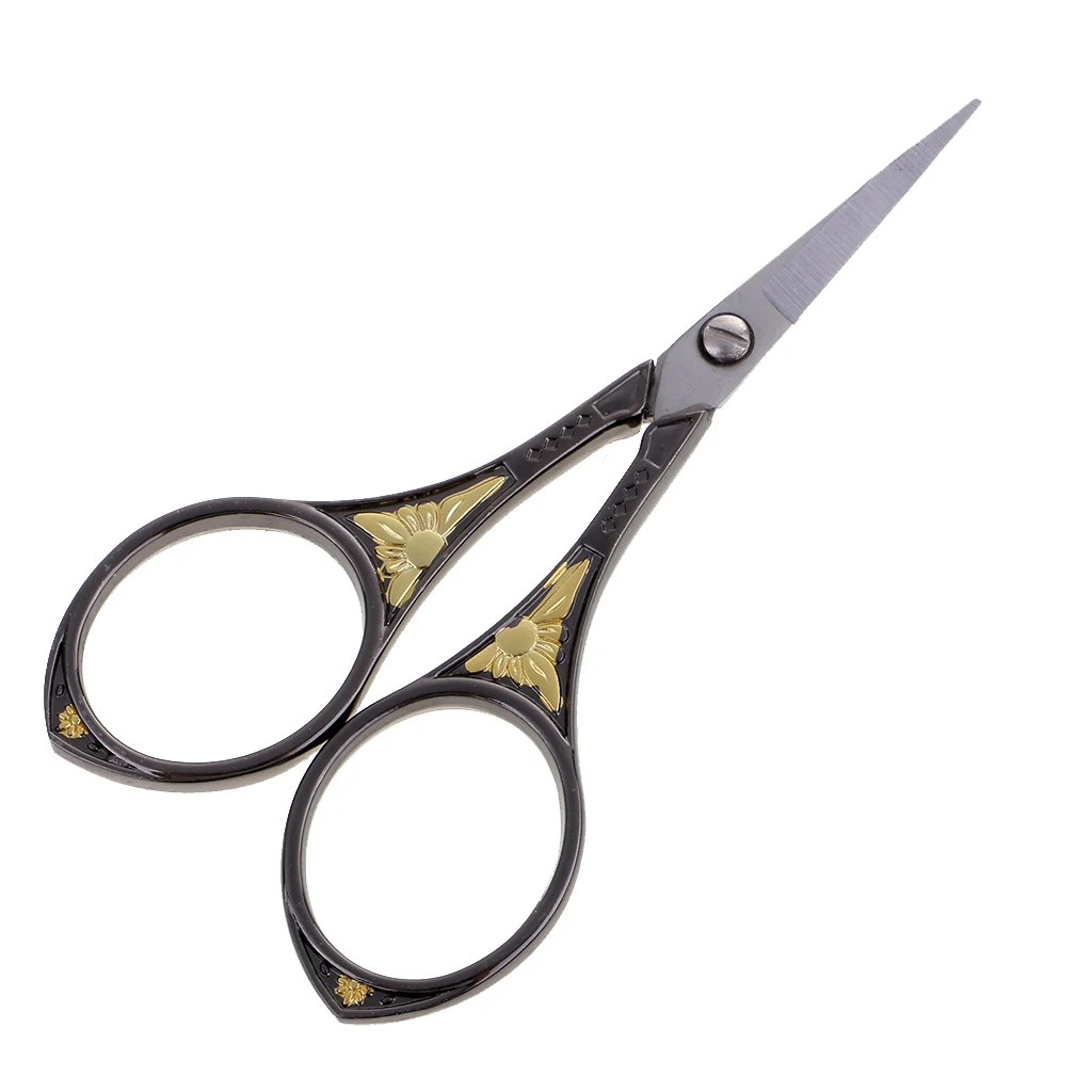 Stainless Steel European Vintage Floral Scissor for DIY Embroidery Sewing Craft Black/Sliver/Gold