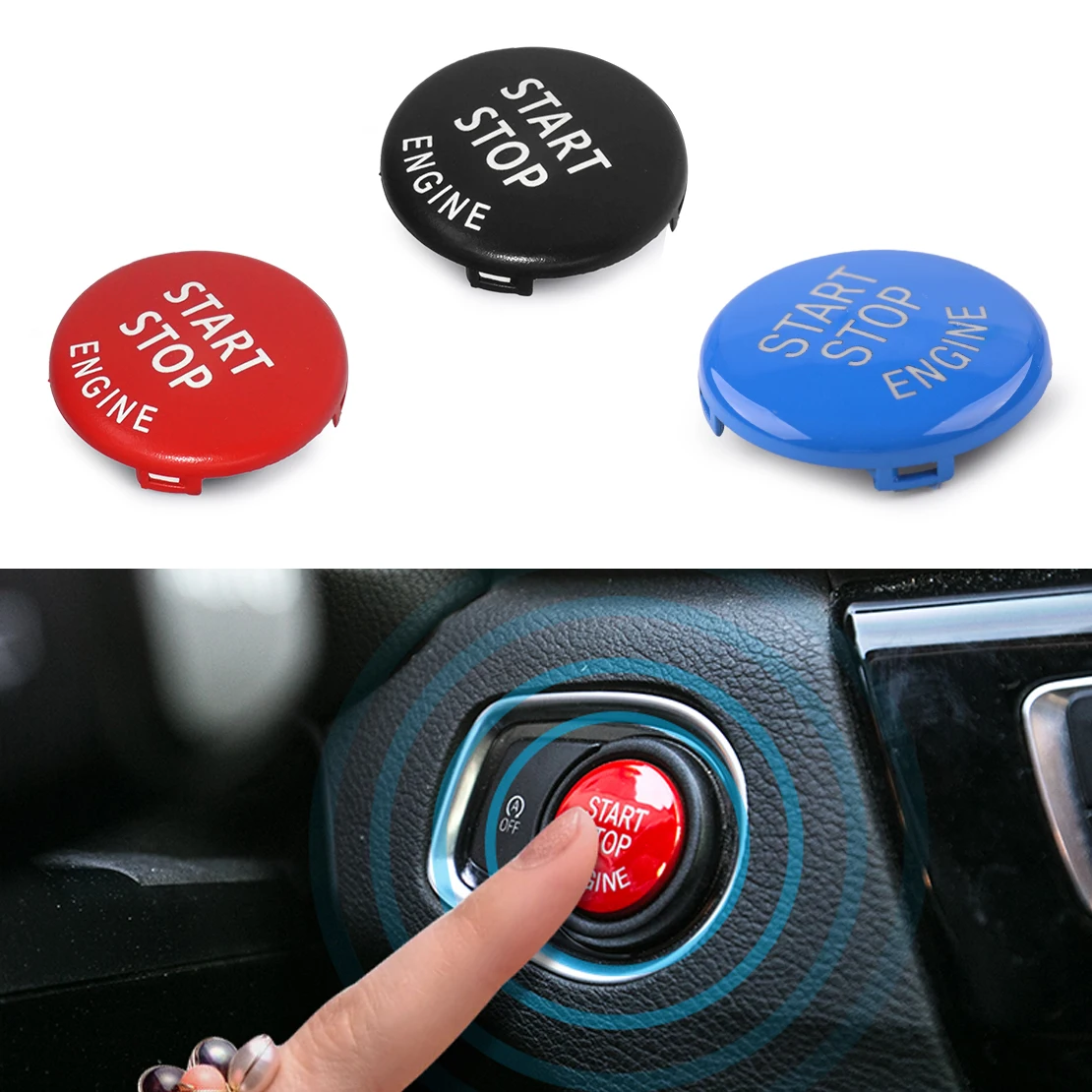 

DWCX ABS Engine Ignition Start Stop Switch Push Button Ring Trim Cover Fit For BMW 3 5 Series E90 E91 E92 E93 E60