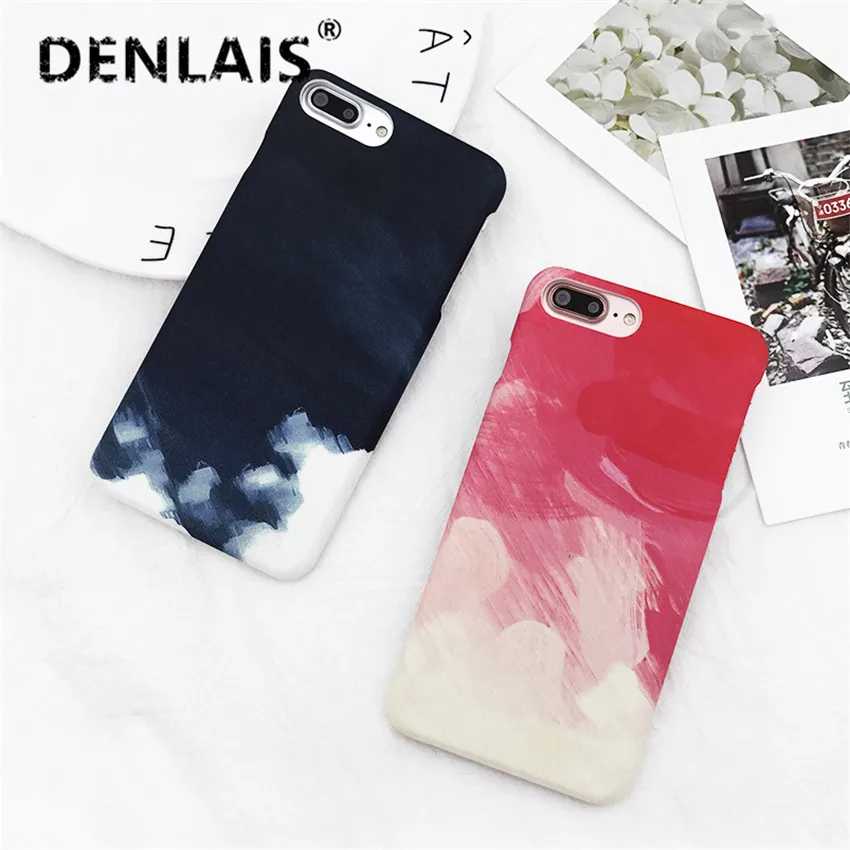 

Fashion Artistic Gradient Color Case For iPhone X 8 7 7Plus Case Oil Painted Hard Cover Phone Cases For iPhone 5 5S 6 6S 6Plus
