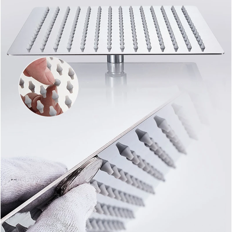 Multiple Sizes Options SUS304 Square Shower Head Chrome Ultrathin Rainfall Shower Head Ceiling Wall Top Over Sprayer Antirust shower head shower nozzle