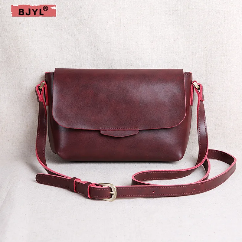 

BJYL Original handmade genuine leather Women handbag retro girl mini bag envelope shoulder bag female crossbody Messenger bag