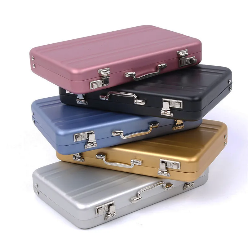 

Rectangle New Aluminum ID Credit Card Holder Storage Case Box Business Bank Card Holder Suitcase Shape Organizer