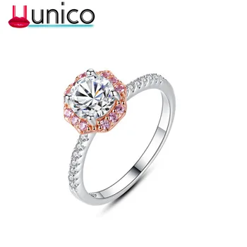 

Unico 925 Sterling Silver Charm Round Shape Radiant Elegance AAA CZ Flower Finger Rings for Women Jewerly Wedding Ring Annivers