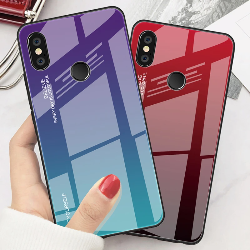 

Gradient Phone Case For Xiaomi Redmi 7 5 Plus 6 6A Note 5 6 7 Pro Mi 9 SE 8 A2 Lite A1 Max3 Poco F1 Mix 3 2S Tempered Glass Capa